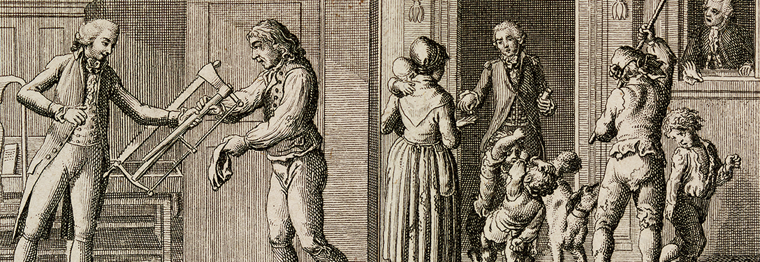 Dietrich, Johann Christian (Verleger), Chodowiecki, Daniel Nikolaus (Zeichner): Das Almosen, aus der Reihe „Oben links: Die Freundschaft", 1793.