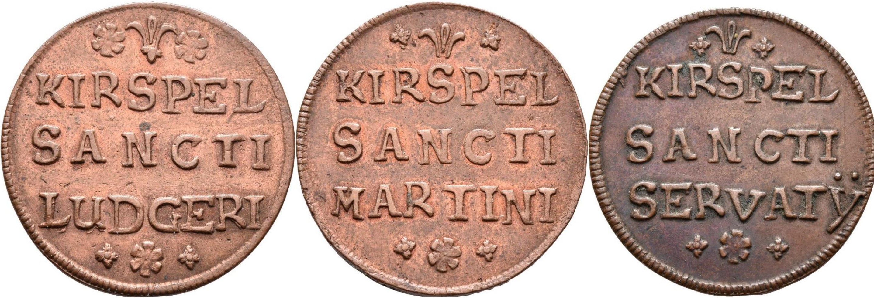 Armenmarken der drei Kirchspiele St. Ludgeri, St. Martini, St. Servatii, Münster Armenmarken der drei Kirchspiele St. Ludgeri, St. Martini, St. Servatii, Münster