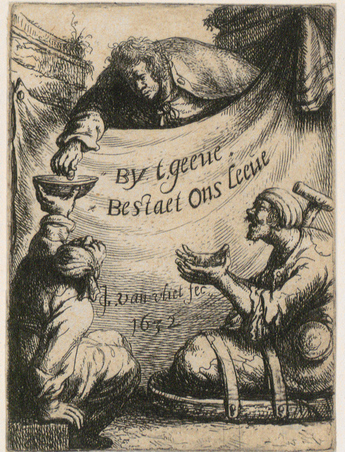 Johannes van Vliet: „Ein Edelmann verteilt Almosen an Bettler“, 1632. © ETH-Bibliothek Zürich, Graphische Sammlung / D 5691 / Public Domain Mark 1.0